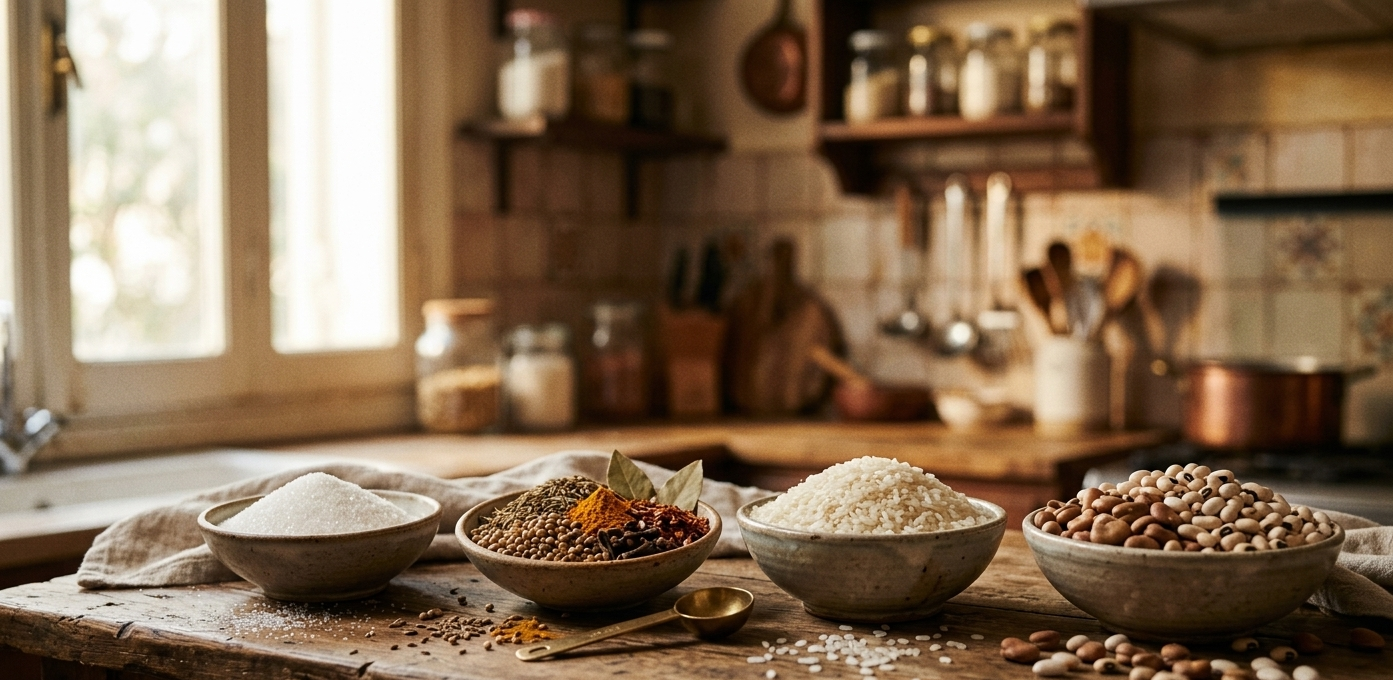 Rice, legumes and sugar packing