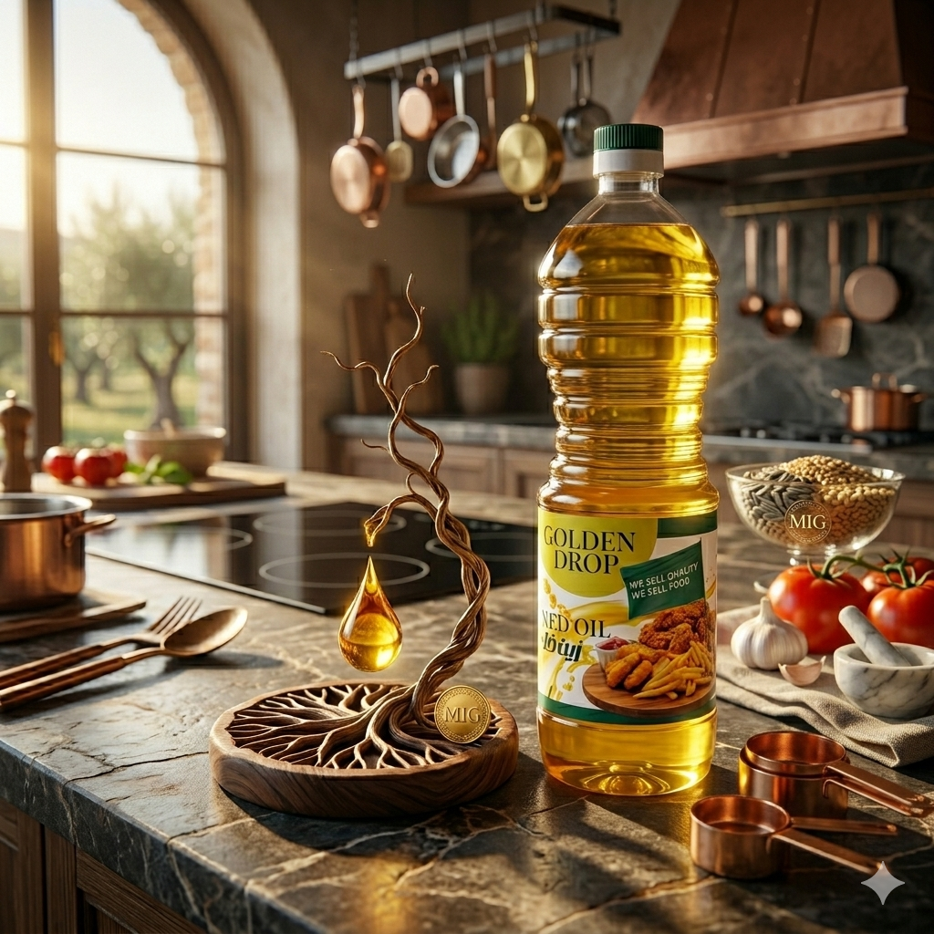 Golden Drop Oil in Mediterranean kitchen
